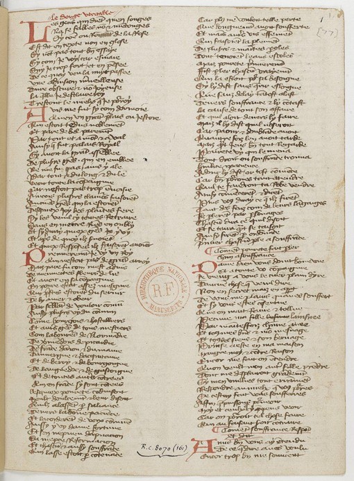 Ménagier de Paris, a manuscript page from Unbekannter Meister
