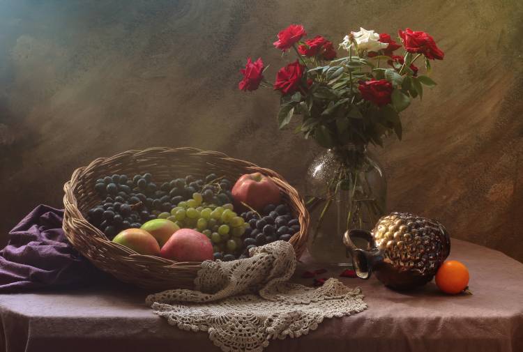 Still life with Fruit and Roses from UstinaGreen