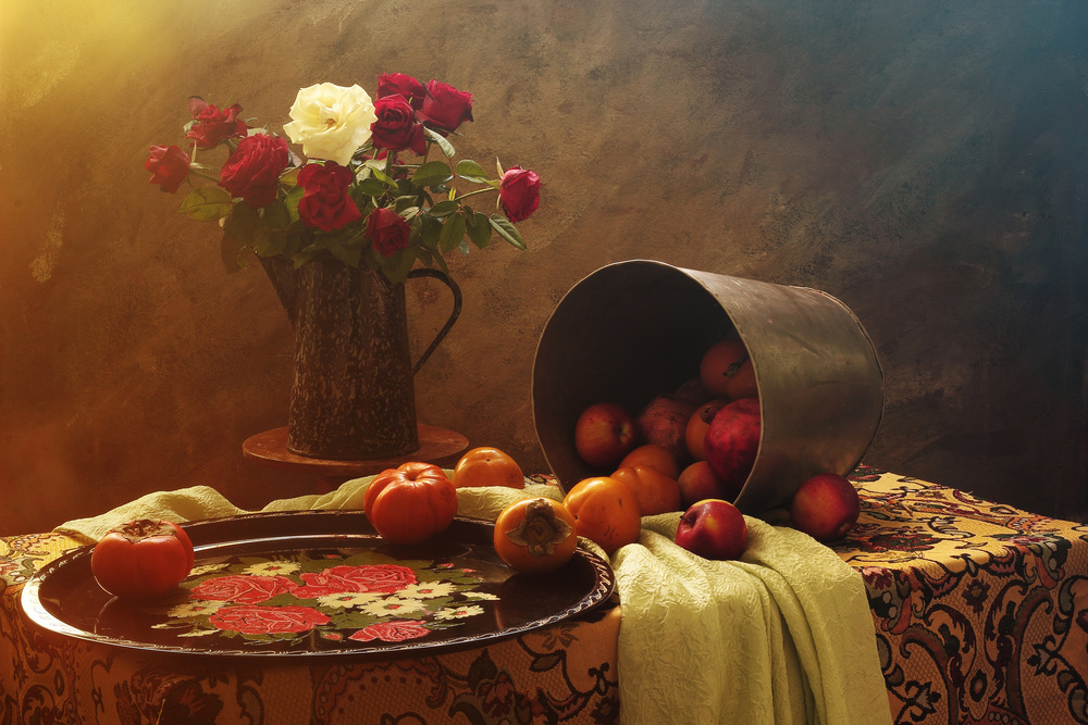 Still Life With Roses and Fruits from UstinaGreen