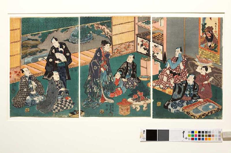 Festessen der Brüder Ichikawa und ihrer Gäste bei Danjuro VIII. from Utagawa Kunisada