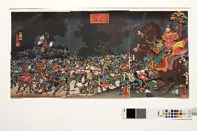 Der Feldherr Amakasu Ominokami Kagetoki schlägt die Truppen von Fürst Uesugi Kenshin in die Flucht (