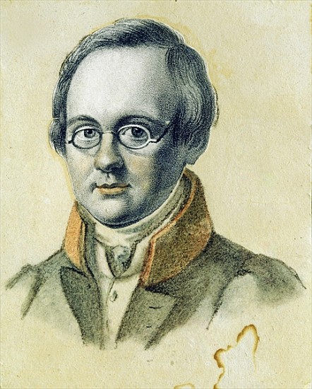 Portrait of Anton A. Delvig, 1830 (lithograph and w/c on paper) from Valerian Platonovich Langer