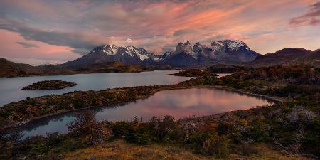 An explosion at sunrise in Patagonia.