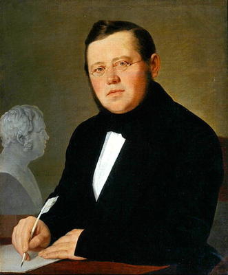 Portrait of the Author Michail Sagoskin, 1830s (oil on canvas) from Vasili Andreevich Tropinin