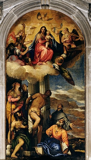 Virgin and Child with angel musicians and Saints from Veronese, Paolo (aka Paolo Caliari)