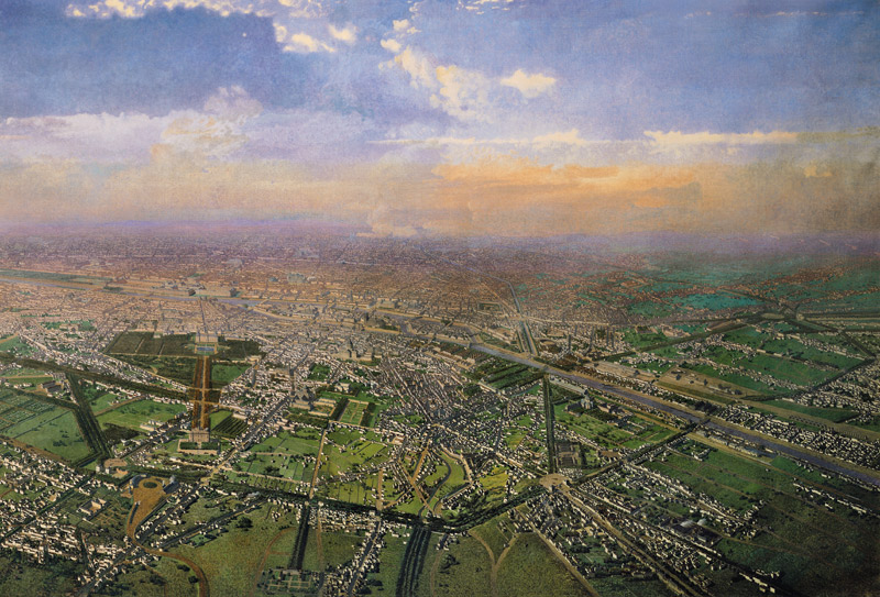 General view of Paris from a hot-air balloon from Victor Navlet