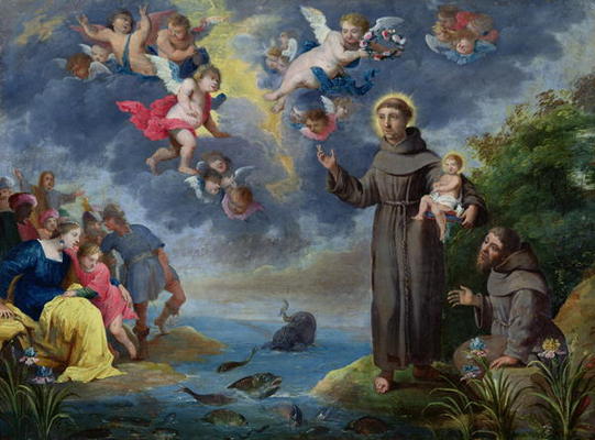St. Anthony of Padua Preaching to the Fish (oil on copper) from Victor Wolfvoet