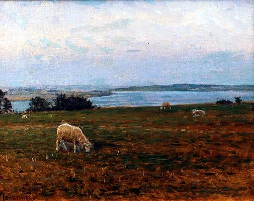 Sheep Grazing, Osterby, Skagen (oil on canvas) from Viggo Johansen