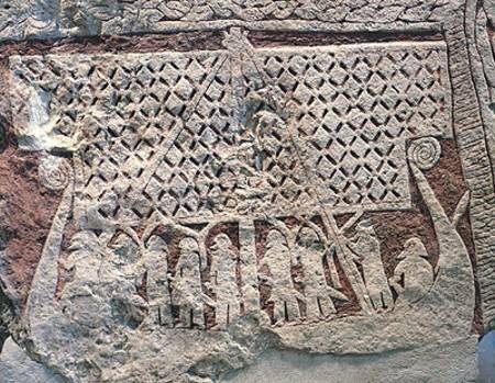 Detail of a picture stone depicting a Viking ship, from the Isle of Gotland from Viking