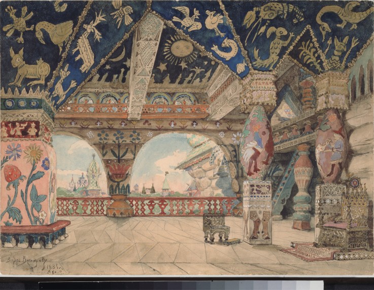 Stage design for the opera Snow Maiden by N. Rimsky-Korsakov from Viktor Michailowitsch Wasnezow