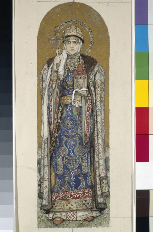 Saint Olga, Princess of Kiev (Study for frescos in the St Vladimir's Cathedral of Kiev) from Viktor Michailowitsch Wasnezow
