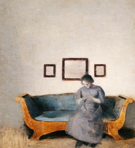 Ida Hammershoi auf dem Sofa sitzend. from Vilhelm Hammershoi
