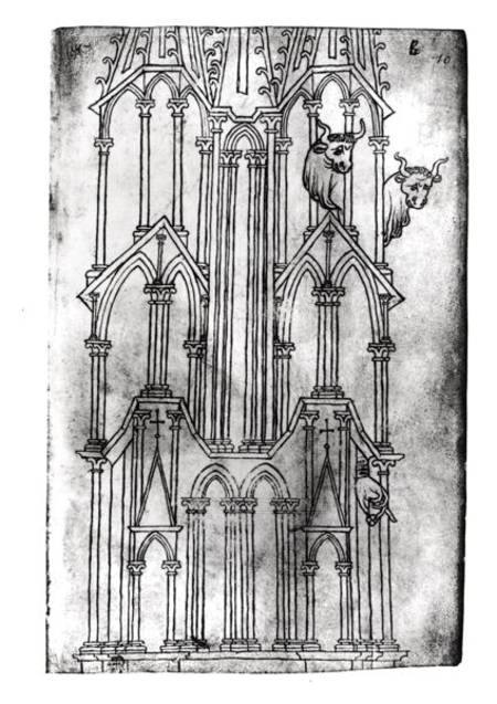 Elevation of the tower of Laon Cathedral from Villard  de Honnecourt