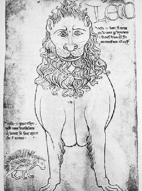 Ms Fr 19093 fol.24v Lion and Porcupine (facsimile)