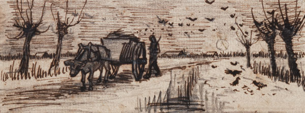 Ox-Cart in the Snow, from a Series of Four Drawings Symbolizing the Four Seasons (pencil, pen and br from Vincent van Gogh