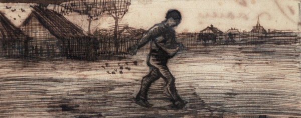 The Sower, from a Series of Four Drawings Symbolizing the Four Seasons (pencil, pen and brown from Vincent van Gogh
