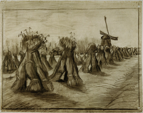 Van Gogh, Sheaves & Windmill /Draw./1885 from Vincent van Gogh