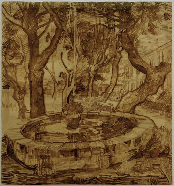 v.Gogh, Fountain in the Asylum / Draw. from Vincent van Gogh