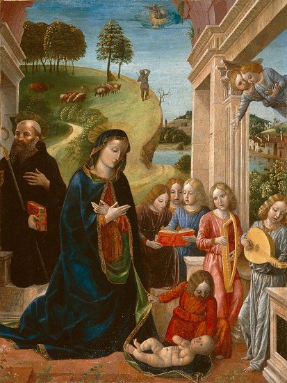 Adoration of the Child with St. Benedict and Angels from Vincenzo Foppa