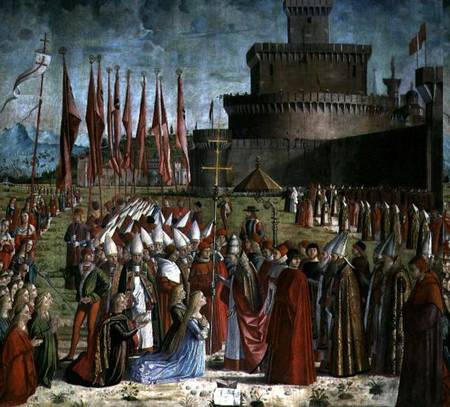 The Pilgrims Meet Pope Cyriac before the Walls of Rome, from the St. Ursula Cycle from Vittore Carpaccio