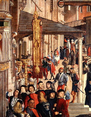 Street Scene, detail from The Miracle of the Relic of the True Cross on the Rialto Bridge, 1494 (oil from Vittore Carpaccio