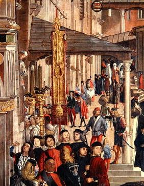 Street Scene, detail from The Miracle of the Relic of the True Cross on the Rialto Bridge, 1494 (oil