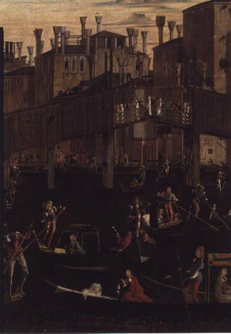 Wooden Rialto Bridge, from the Miracle of the Relic of the True Cross from Vittore Carpaccio