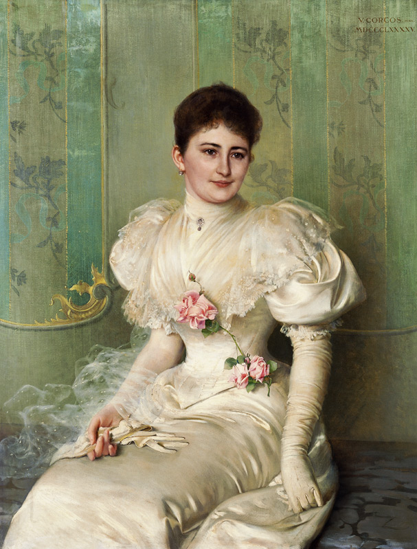 Portrait einer Dame in einem weißen Kleid from Vittorio Matteo Corcos