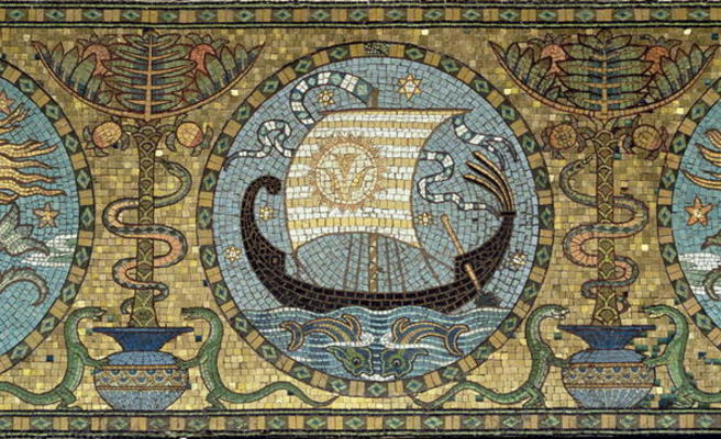 Detail of the gold mosaic floor, c.1881 (mosaic) from Walter Crane