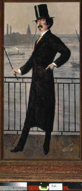 James Abbott McNeill Whistler auf dem Widow's Walk in der Nähe seines Hauses.