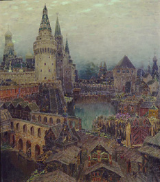 Moskau im 17. Jahrhundert. Abenddämmerung am Auferstehungstor from Apolinarij Wasnezow