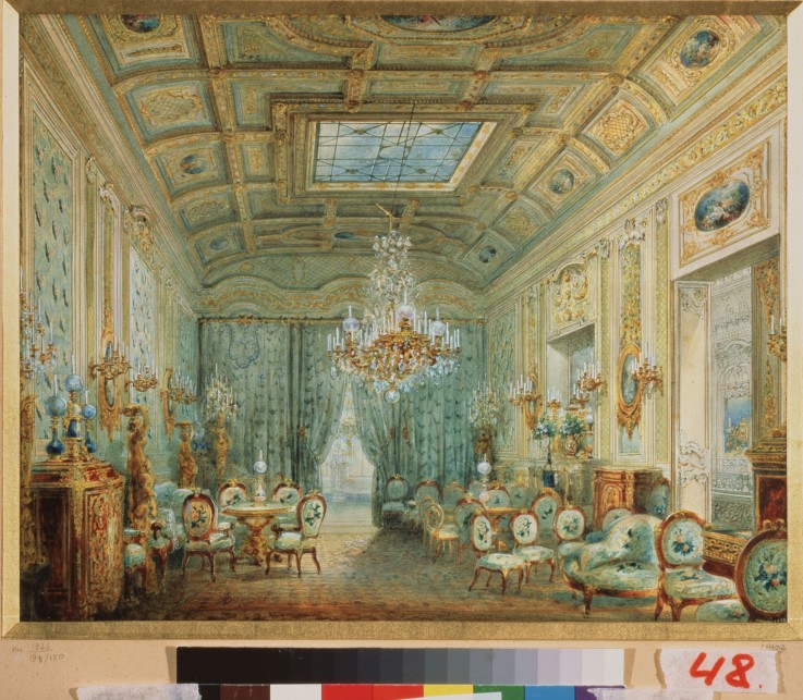 The living room with Pastels from Wassili Sadownikow