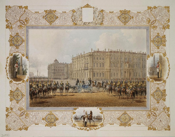 Review of the Horse-Guardsmen Regiment in Front of the Winter Palace from Wassili Sadownikow