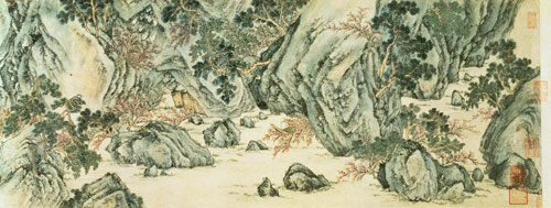 The Journey to the 'Land of the Immortals' detail of 'The Peach Blossom Spring' from a poem entitled from Wen  Zhengming
