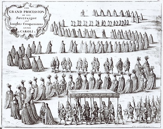 Grand Procession of the Sovereign and the Knights of the Garter at Windsor from Wenceslaus Hollar