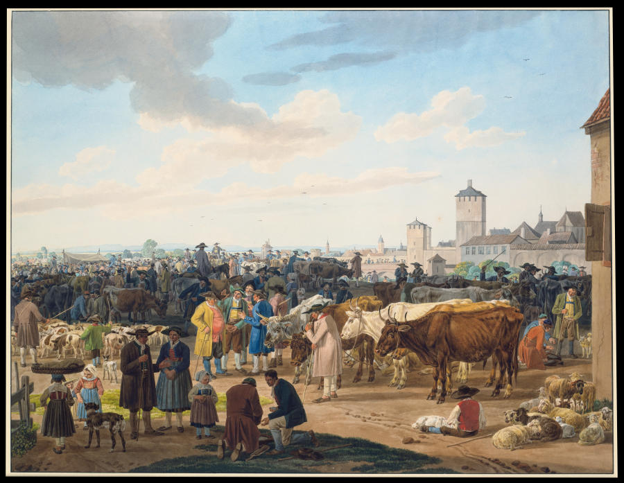 Viehmarkt am Rande einer Stadt from Wilhelm Alexander Wolfgang von Kobell