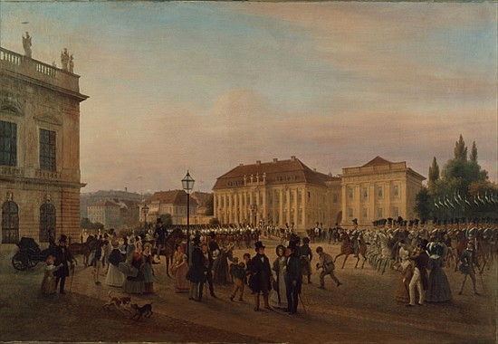 Parade before the royal palace from Wilhelm Bruecke