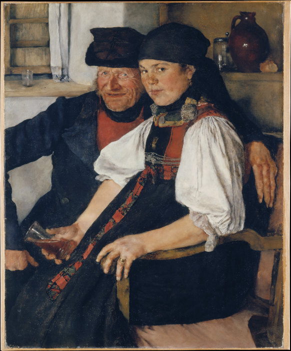 Elderly Farmer and Young Girl ("The Unequal Couple") from Wilhelm Leibl