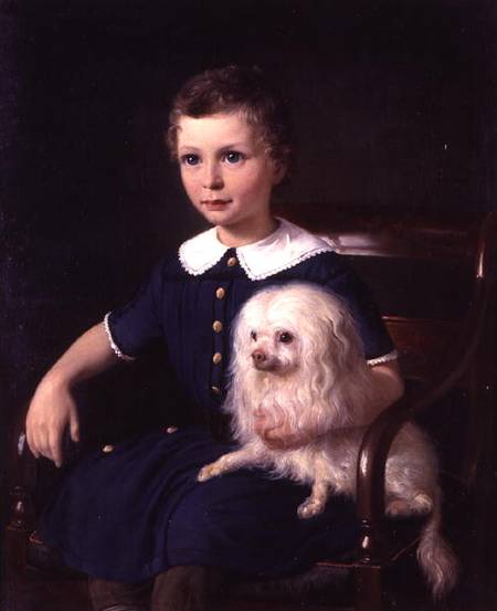 Study of a Boy with Pet Dog from Wilhelm Marstrand