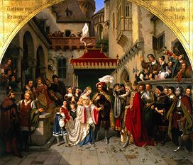 The wedding of the Käthchen of Heilbronn with the count Wetter from Wilhelm Nerenz