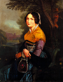 Young Münchnerin in dress with bolt bonnet from Wilhelm Wanderer