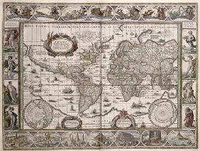 World Map, from 'Le Theatre du Monde' or 'Nouvel Atlas', 1645 (coloured engraving)