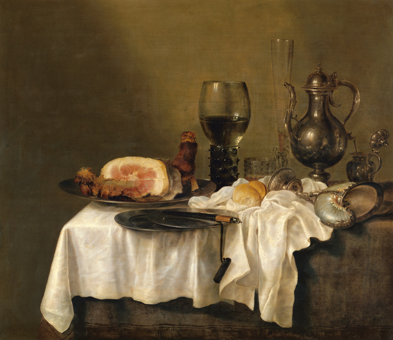 Breakfast table with a ham from Willem Claesz Heda