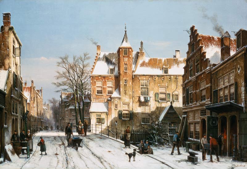Dutch town in winter from Willem Koekkoek