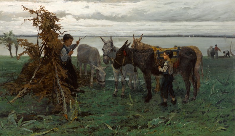 Boys herding donkeys from Willem Maris