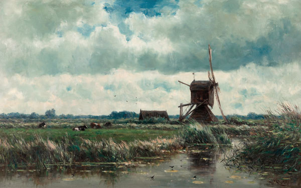 Polder landscape with windmill near Abcoude from Willem Roelofs