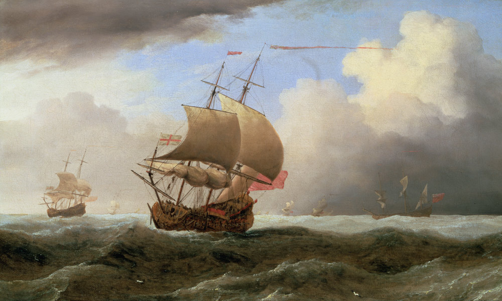 An English Ship Close-hauled in a Strong Breeze from Willem van de Velde the Younger