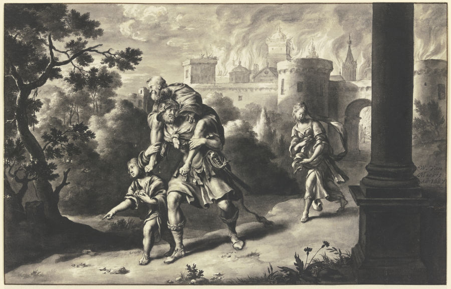 Aeneas rettet Anchises aus dem brennenden Troja from Willem van Mieris