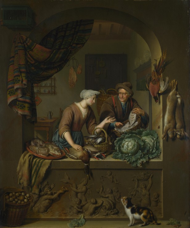 A Woman and a Fish-pedlar in a Kitchen from Willem van Mieris
