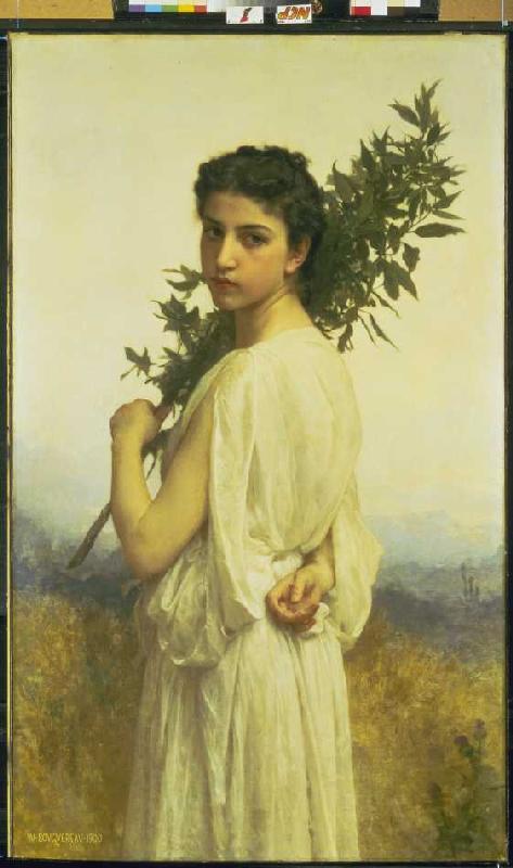 Nymph with bay berry branch from William Adolphe Bouguereau